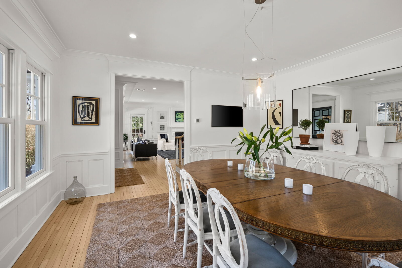 Formal dining with antique table