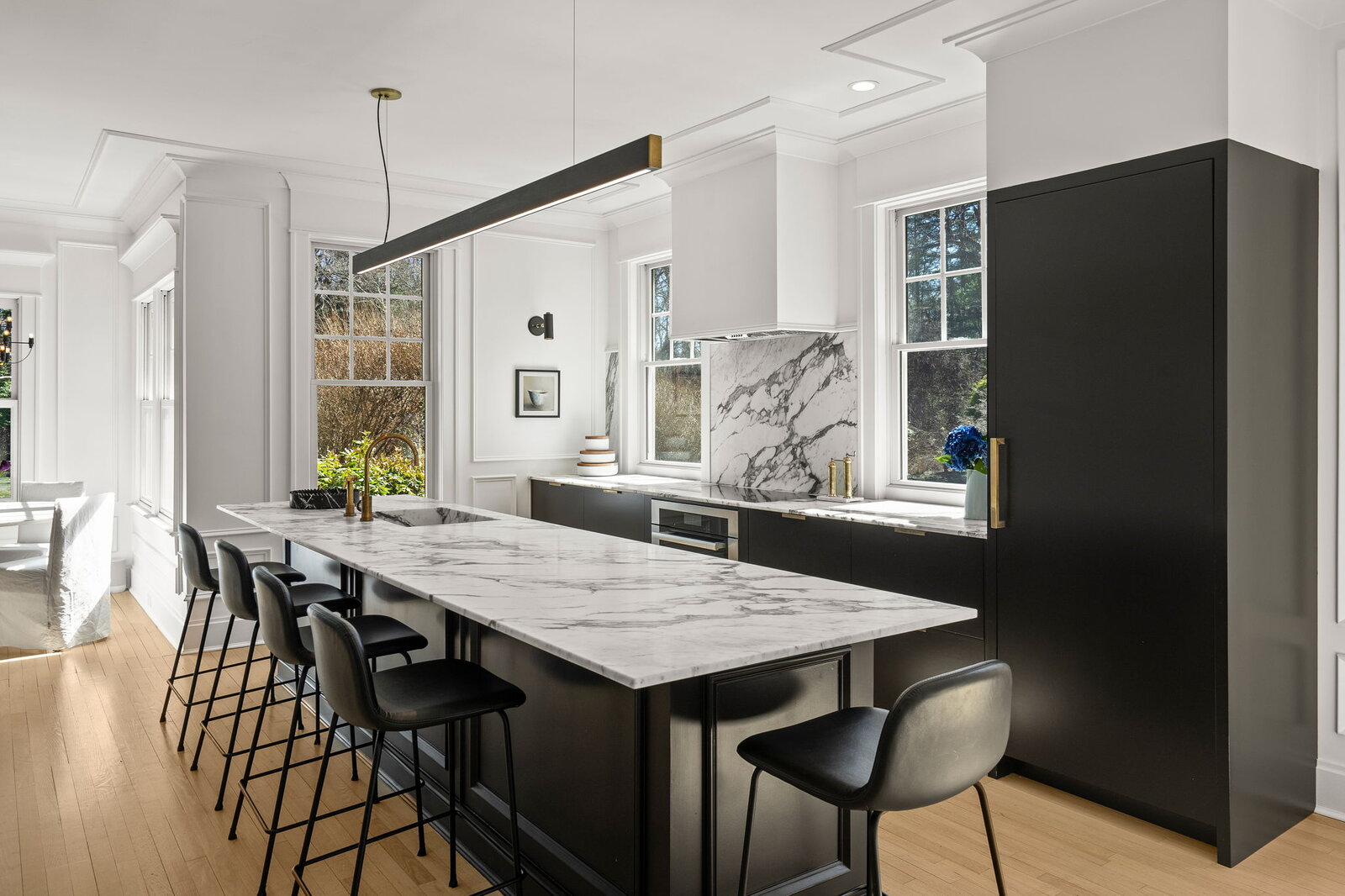Kitchen with brass fixtures