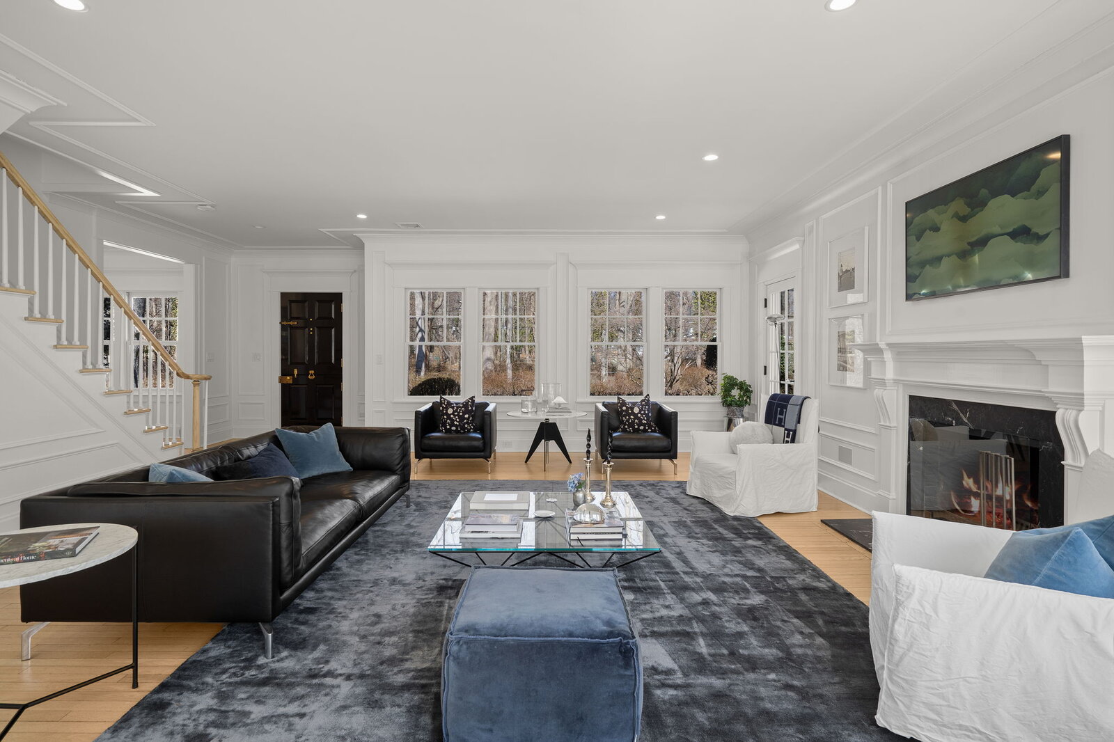 Living room with staircase