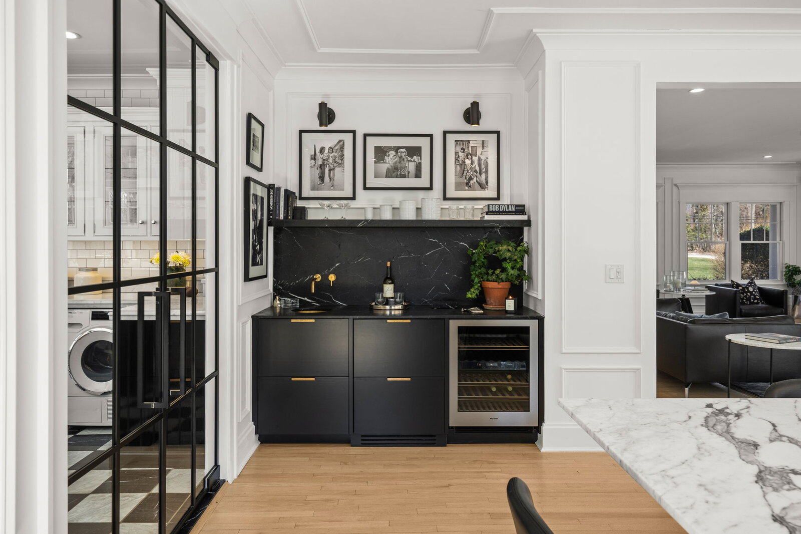 Black marble wet bar